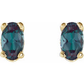 14K Yellow Lab-Grown Alexandrite Earrings